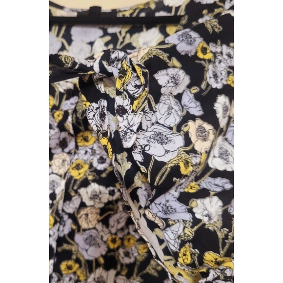 Ellos Womens Plus 30 Black Floral Button Front Midi - Knee Dress Bohemian Travel - Picture 5 of 8